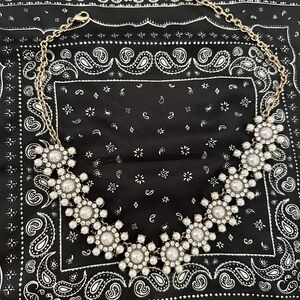 BaubleBar Gold and White Floral Necklace